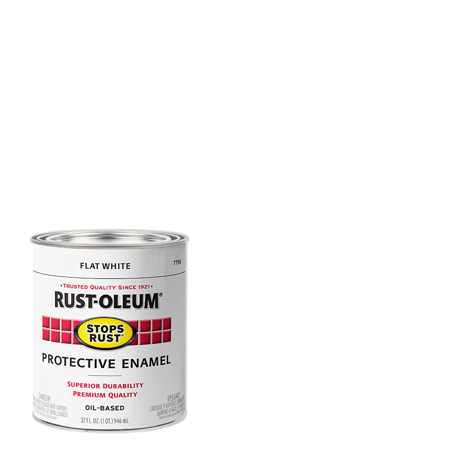 Rust-Oleum Stops Rust Indoor and Outdoor Flat White Oil-Based Protective Paint 1 qt - Intensery