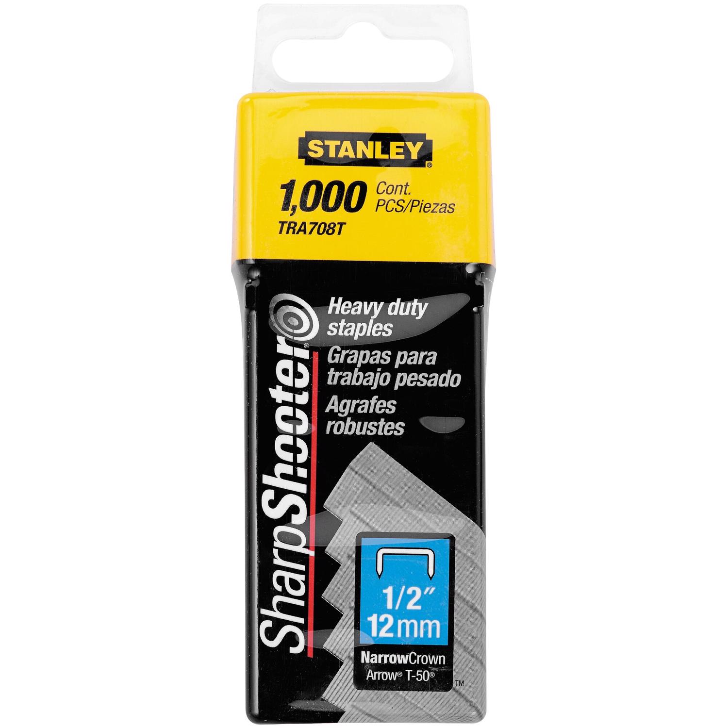 Stanley Sharp Shooter 27/64 in. W X 1/2 in. L Narrow Crown Heavy Duty Staples 1000 pk - Intensery
