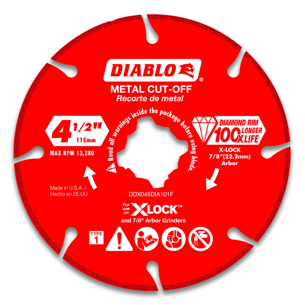 Diablo Tools 4.5 in. Diamond Disc for Metal Cutting w/X-Lock and All Grinders - Intensery