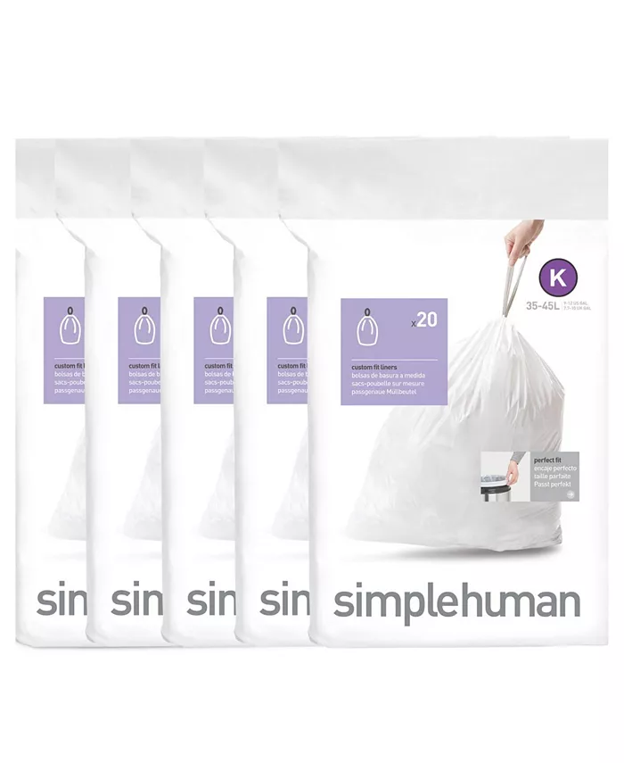 simplehuman Code K Custom Fit Liners， Pack of 100 - Intensery
