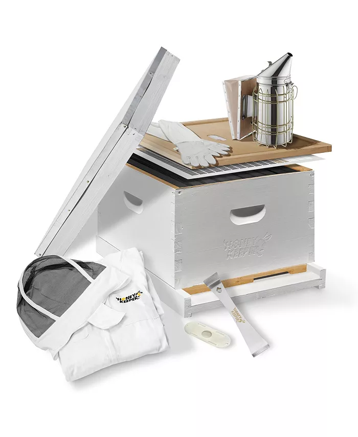 Honey Keeper 10 Frame Painted and Assembled Starter Beehive Kit with Accessories - Intensery