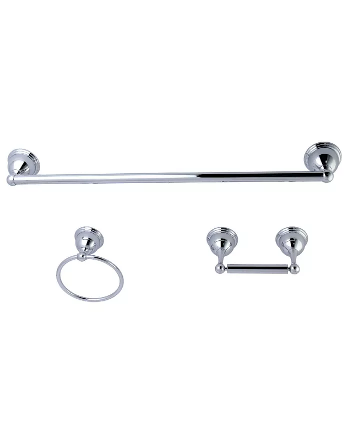 Kingston Brass Restoration 3-Pc. Towel Bar Bathroom Hardware Set in Polished Chrome - Intensery