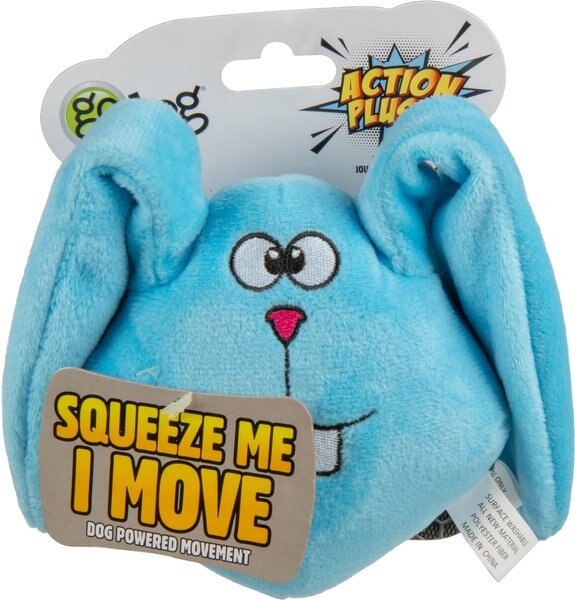 goDog Action Plush  Blue Bunny Animated Squeaker Dog Toy， Blue， Medium - Intensery