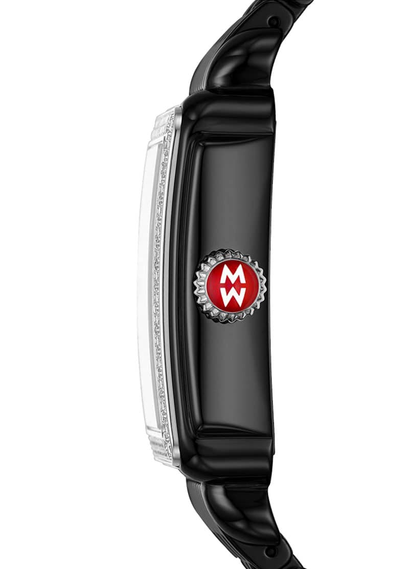 Michele Deco Madison Noir Black Sunray w/ Diamond Dial and Ceramic Bracelet Watch ，33mm - Intensery