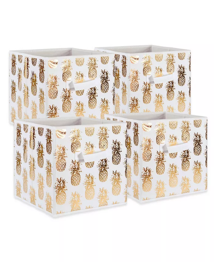 Design Imports Non-woven Polyester Cube Pineapple Square Set of 4 - Intensery