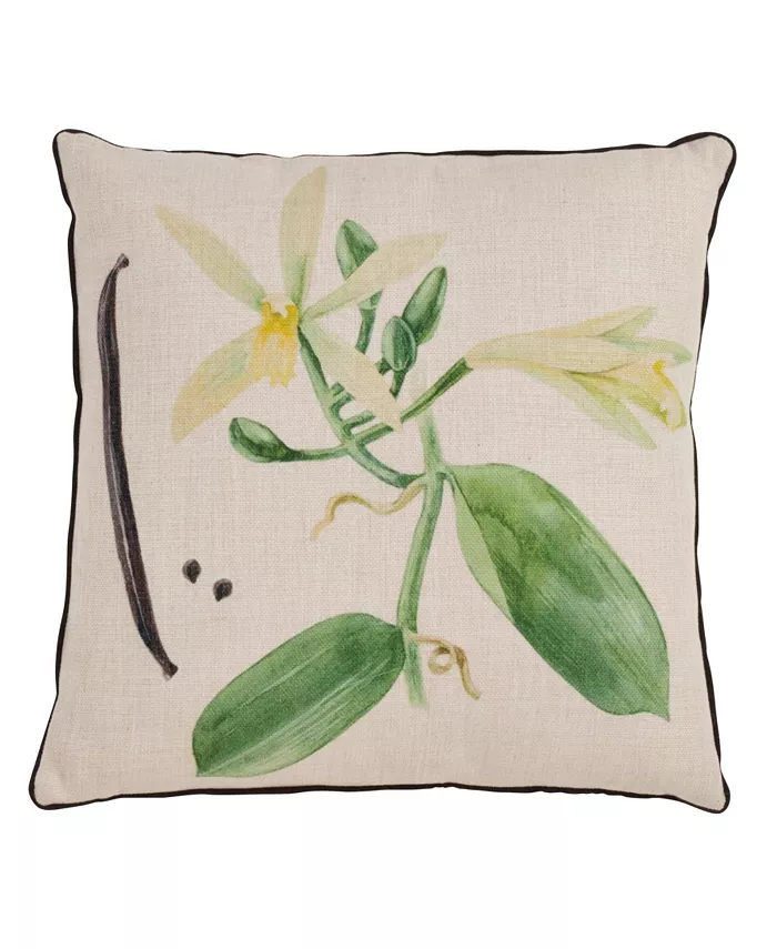 Saro Lifestyle Vanilla Orchid Printed Decorative Pillow， 18