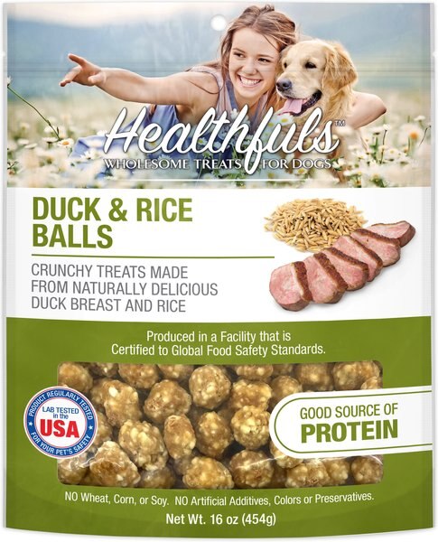 RUFFIN' IT Healthfuls Duck and Rice Balls Jerky Dog Treats， 16-oz bag - Intensery