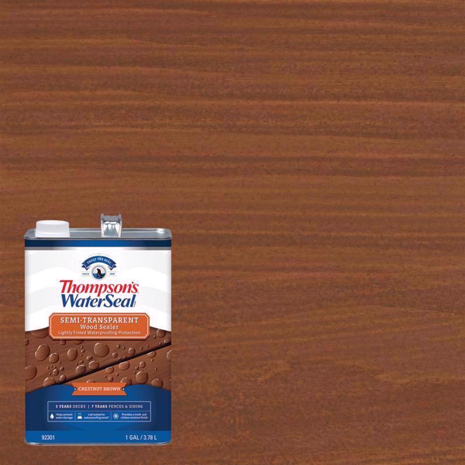 Thompson\u0027s WaterSeal Semi-Transparent Chestnut Brown Waterproofing Wood Stain and Sealer 1 gal - Intensery