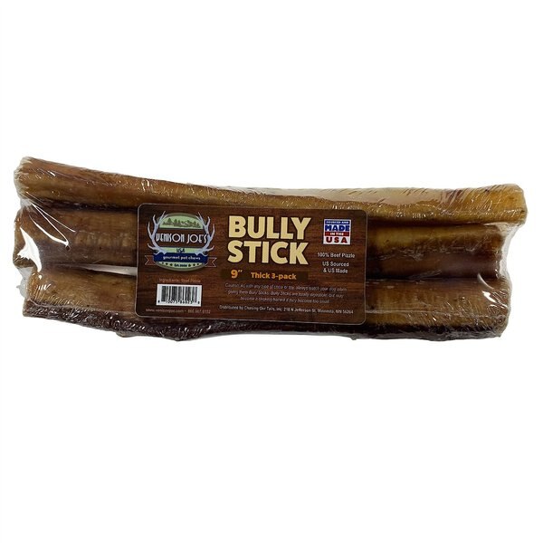 Venison Joe's Thick Dog Bully Stick， 3 count， 9-in - Intensery