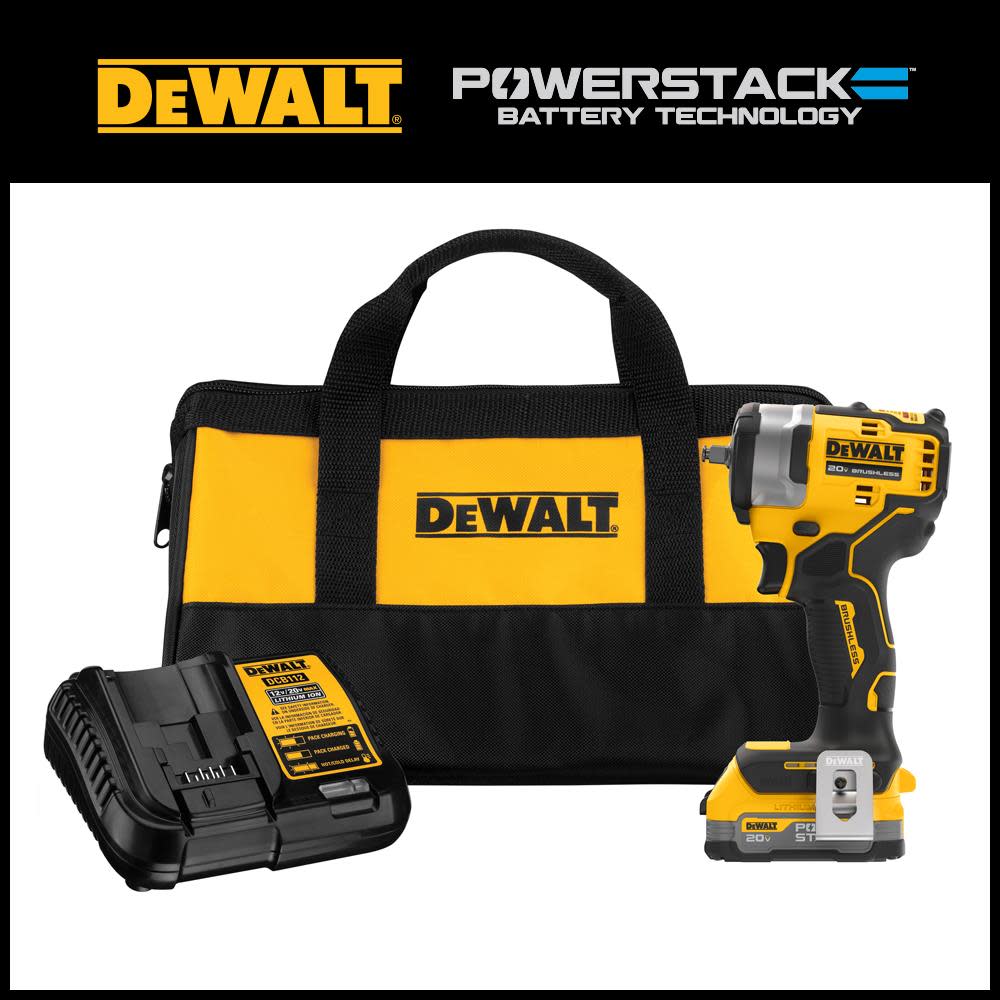 DEWALT 20V MAX 3/8 Impact Wrench with Hog Ring Anvil and POWERSTACK Compact Battery - Intensery