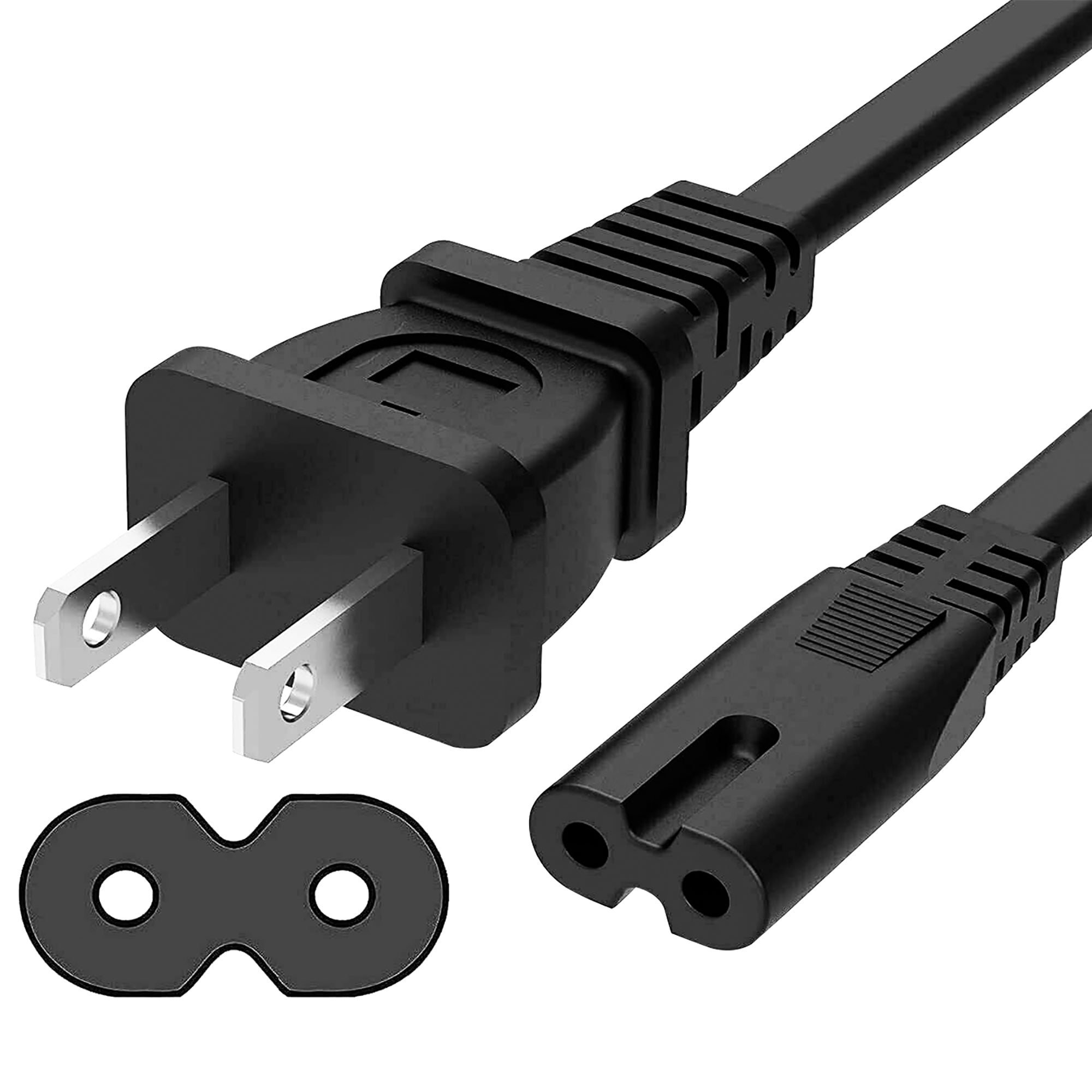 5 Core Extra Long 6ft 2 Prong Non-Polarized AC Wall Power Cable 2 Slot Cord for HP Dell   Asus Acer Toshiba Laptop Charger LED LCD Monitor Replacement - Intensery