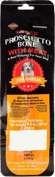 Lennox Prosciutto Pork Dog Bone， X-Large - Intensery