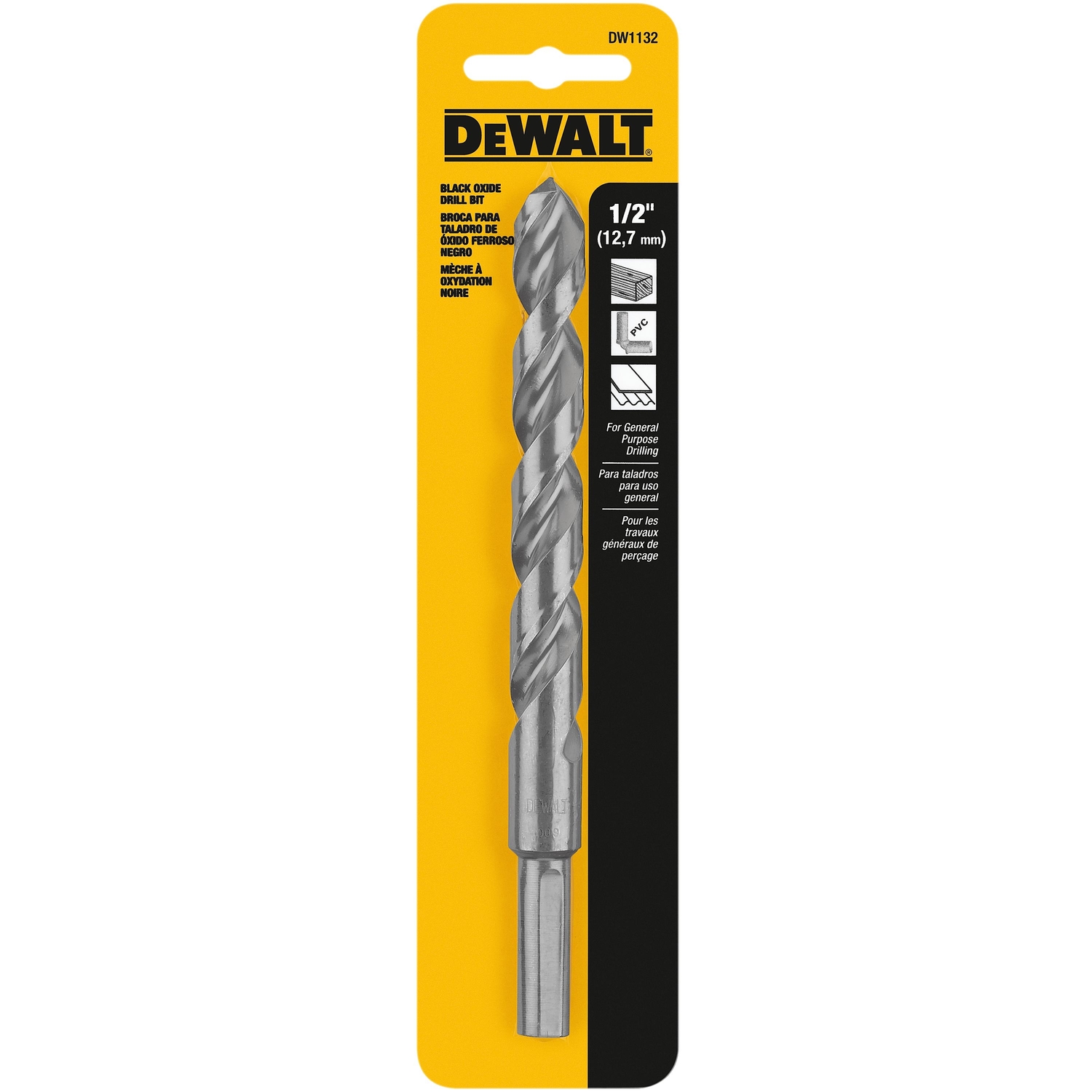 DeWalt Black \u0026 Gold 1/2 in. X 6 in. L High Speed Steel Split Point Drill Bit 1 pc - Intensery