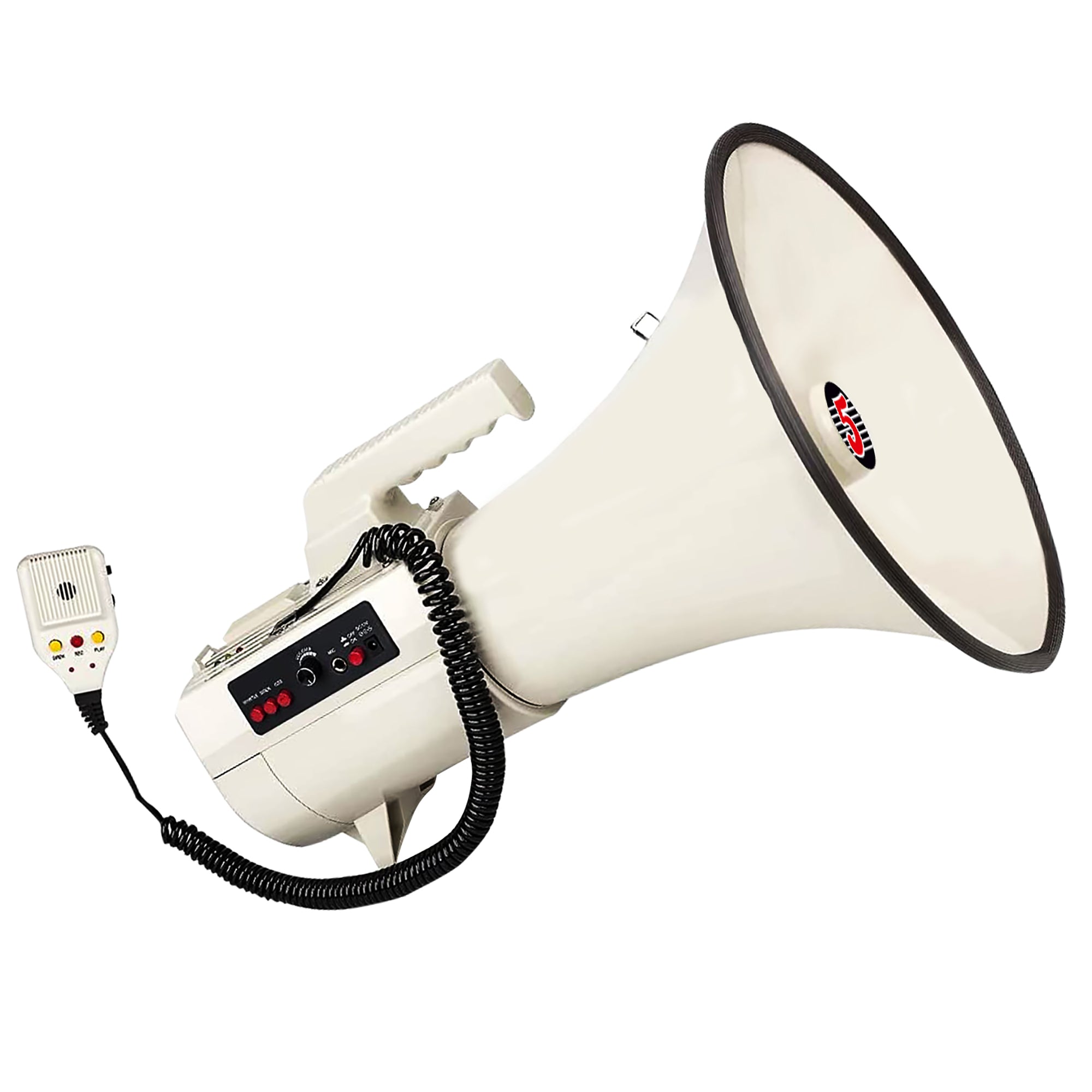 5 Core Megaphone 50W Premium Bull Horn for Clear Sound with Ergonomic Grip| Multi-Function with Talk, Siren, Record, Volume Control| USB, SD, AUX Inpu - Intensery