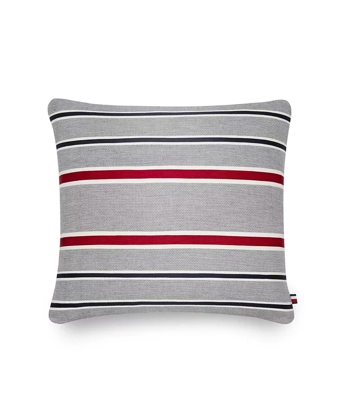 Tommy Hilfiger Applique Stripe 20 Square Decorative Pillow - Intensery