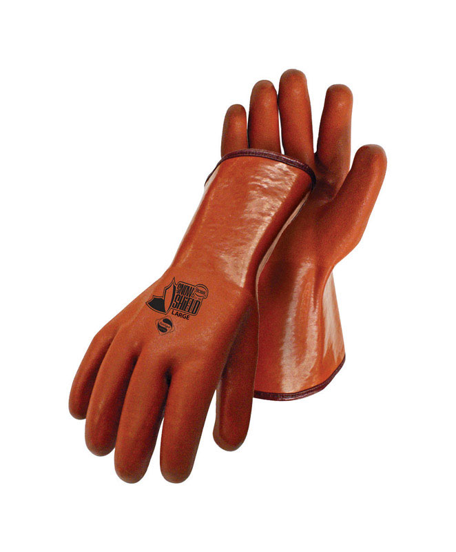 Boss Snow Shield Men\u0027s Indoor/Outdoor Coated Chemical Gloves Orange XL 1 pair - Intensery