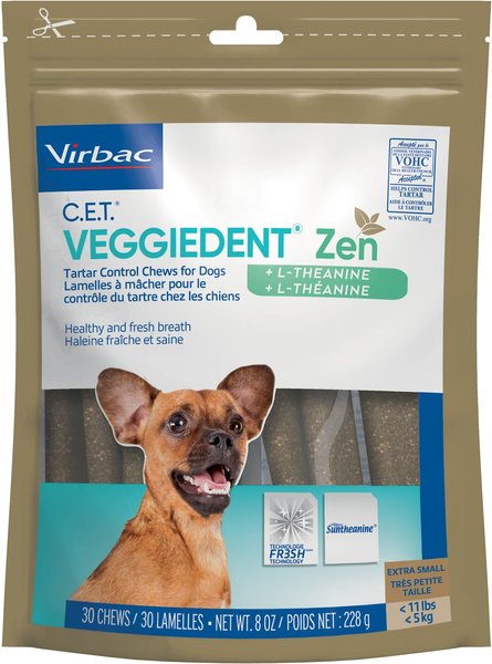 Virbac C.E.T. VeggieDent Zen Dental Chews for X-Small Dogs， under 11 lbs - Intensery