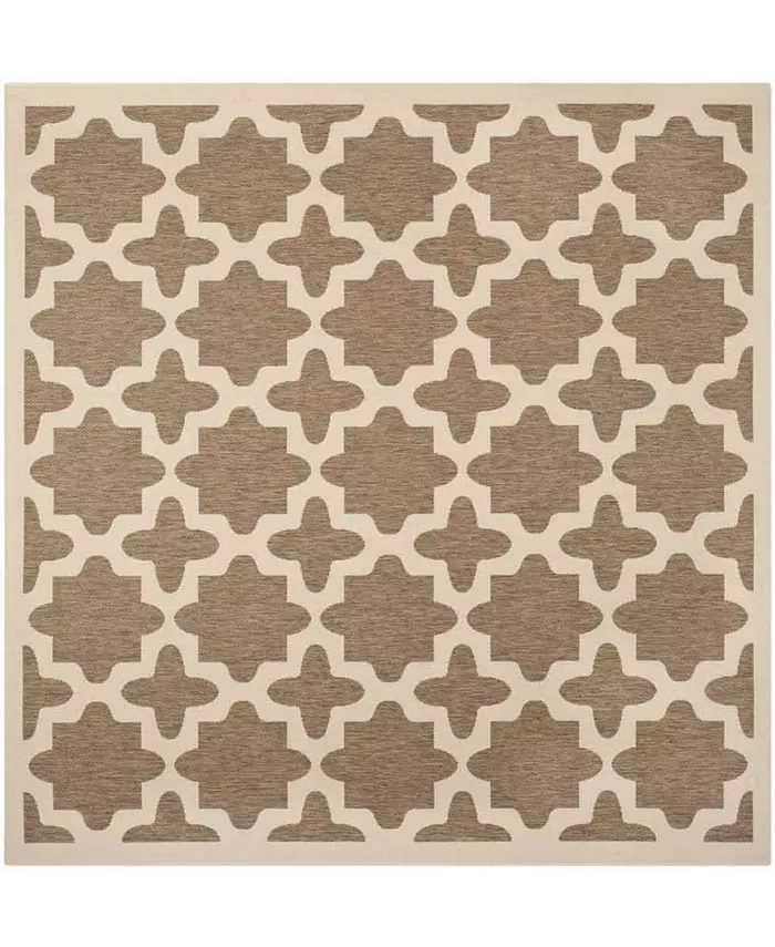 Safavieh Courtyard Brown and Bone 4' x 4' Sisal Weave Square Outdoor Area Rug - Intensery