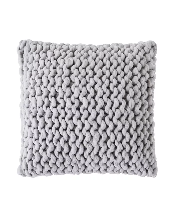 Levtex Macalister Plaid Cable Knit Decorative Pillow， 18