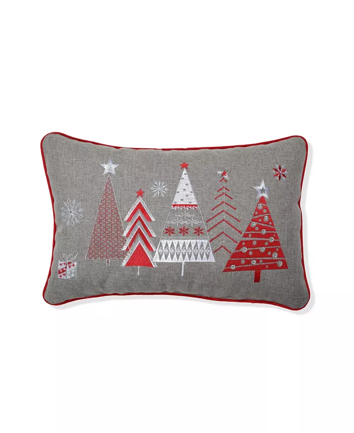 Pillow Perfect Christmas Star Topped Trees Lumbar Pillow - Intensery