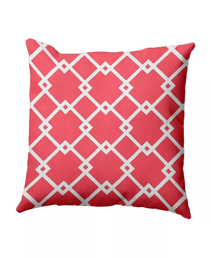 E by Design 16 Inch Coral Decorative Trellis Print Throw Pillow - Intensery