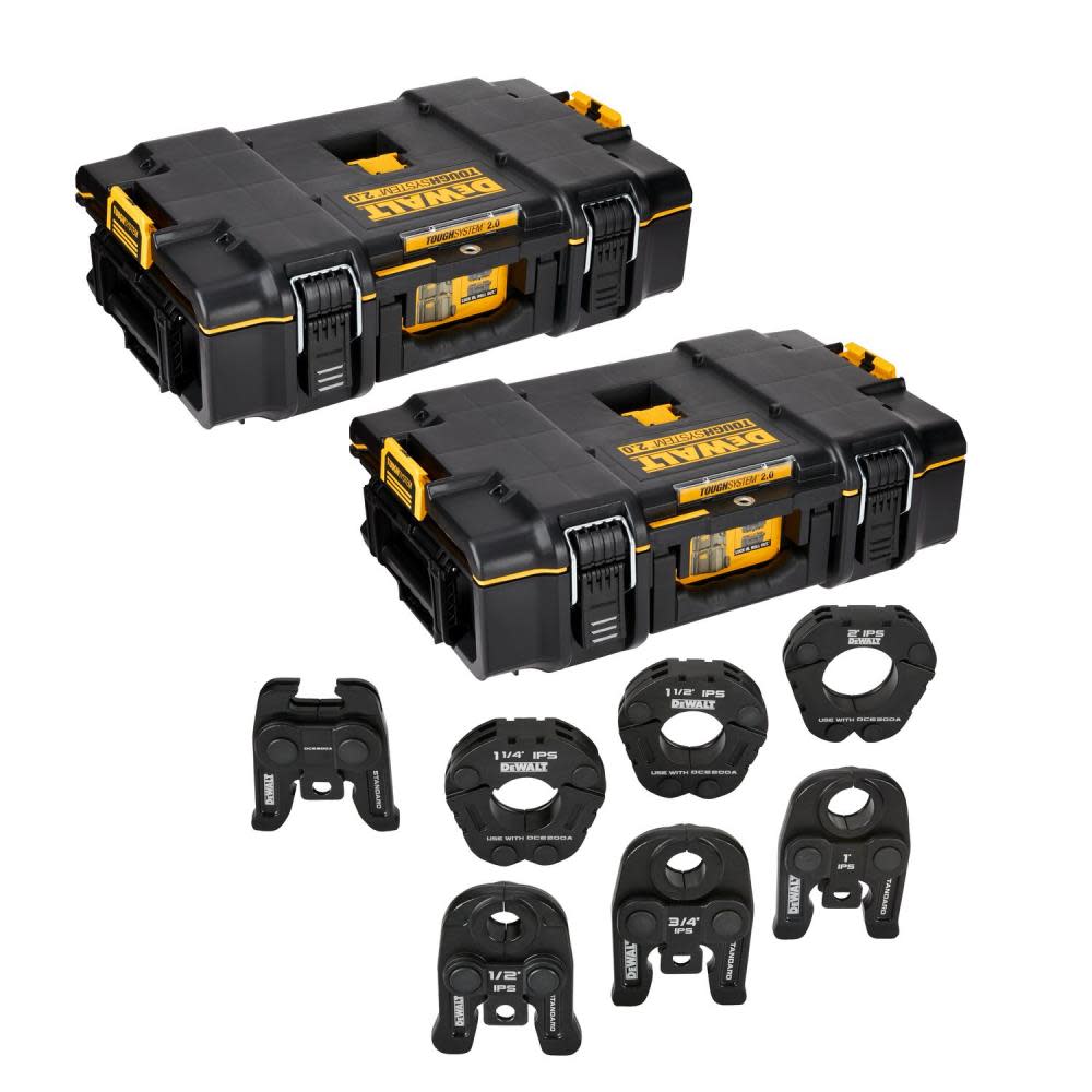 DEWALT 1/2 to 2 Standard IPS Press Jaws and Rings with Toughsystem 2.0 Tool Boxes - Intensery