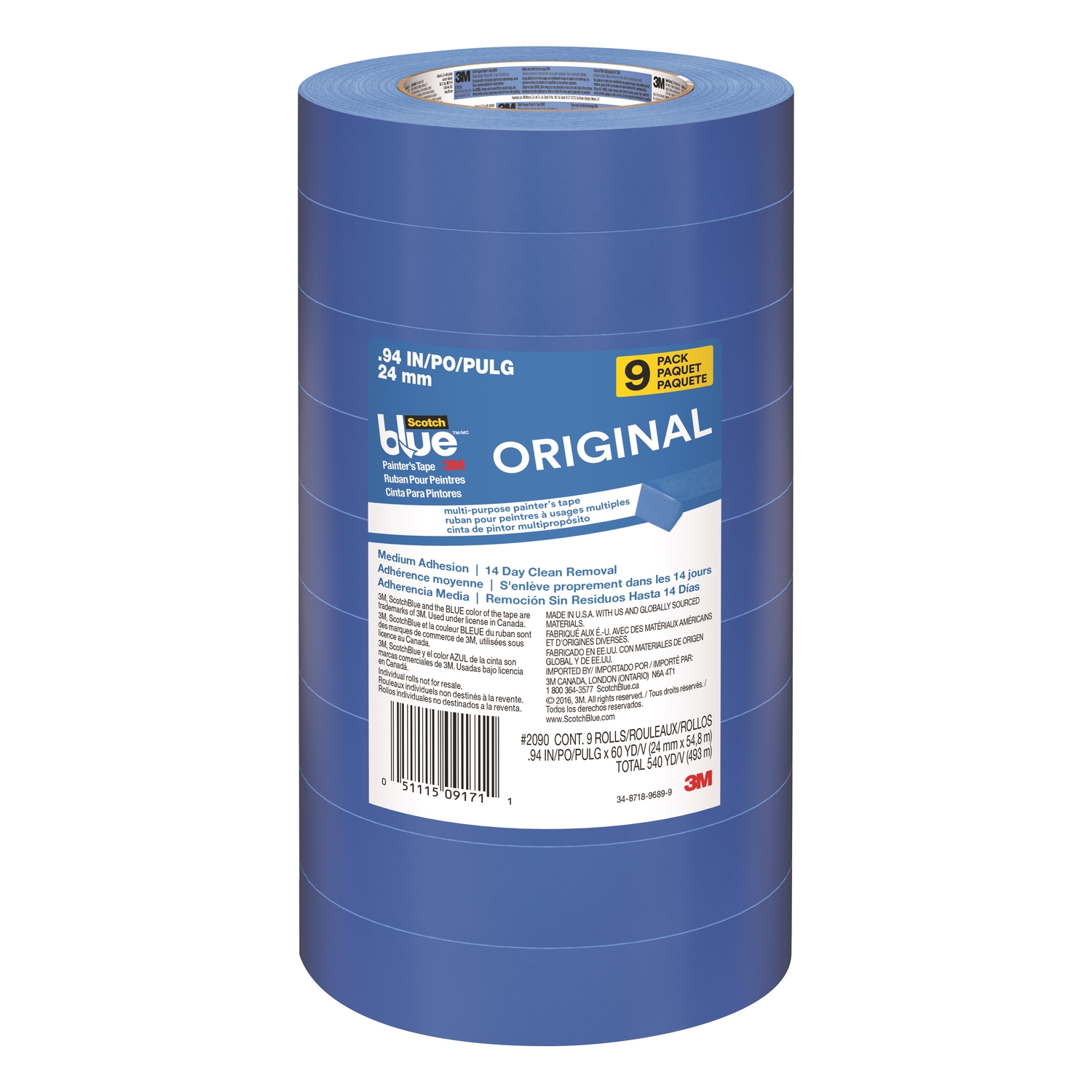 ScotchBlue .94 in. W X 60 yd L Blue Medium Strength Painter\u0027s Tape 9 pk - Intensery