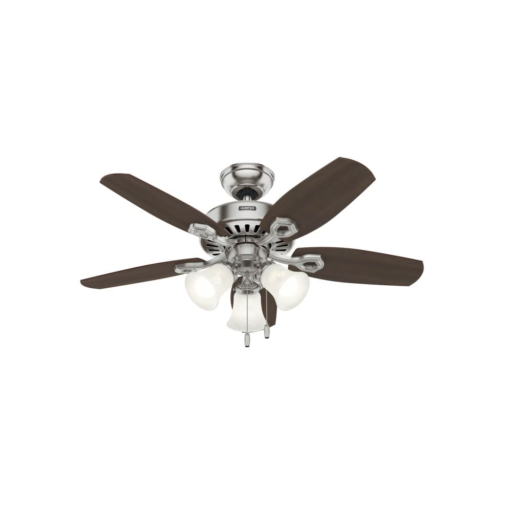 Hunter Builder Ceiling Fan 42 Brushed Nickel Brazilian Cherry - Intensery