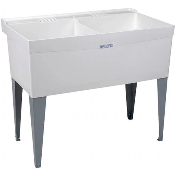 E L Mustee and Sons Inc 40 in. x 24 in. x 34 in. White Double Bowl Laundry Tub EL311330 - Intensery