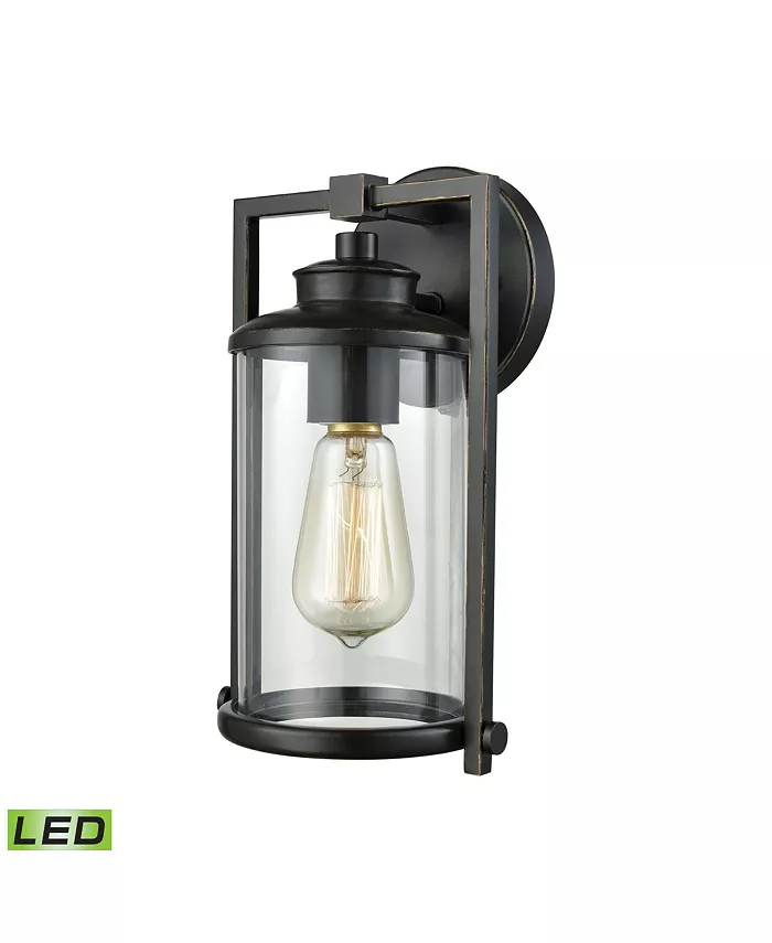 Macy's Frampton 1 Light Outdoor Wall Sconce in Aged Bronze with Clear Glass - Intensery