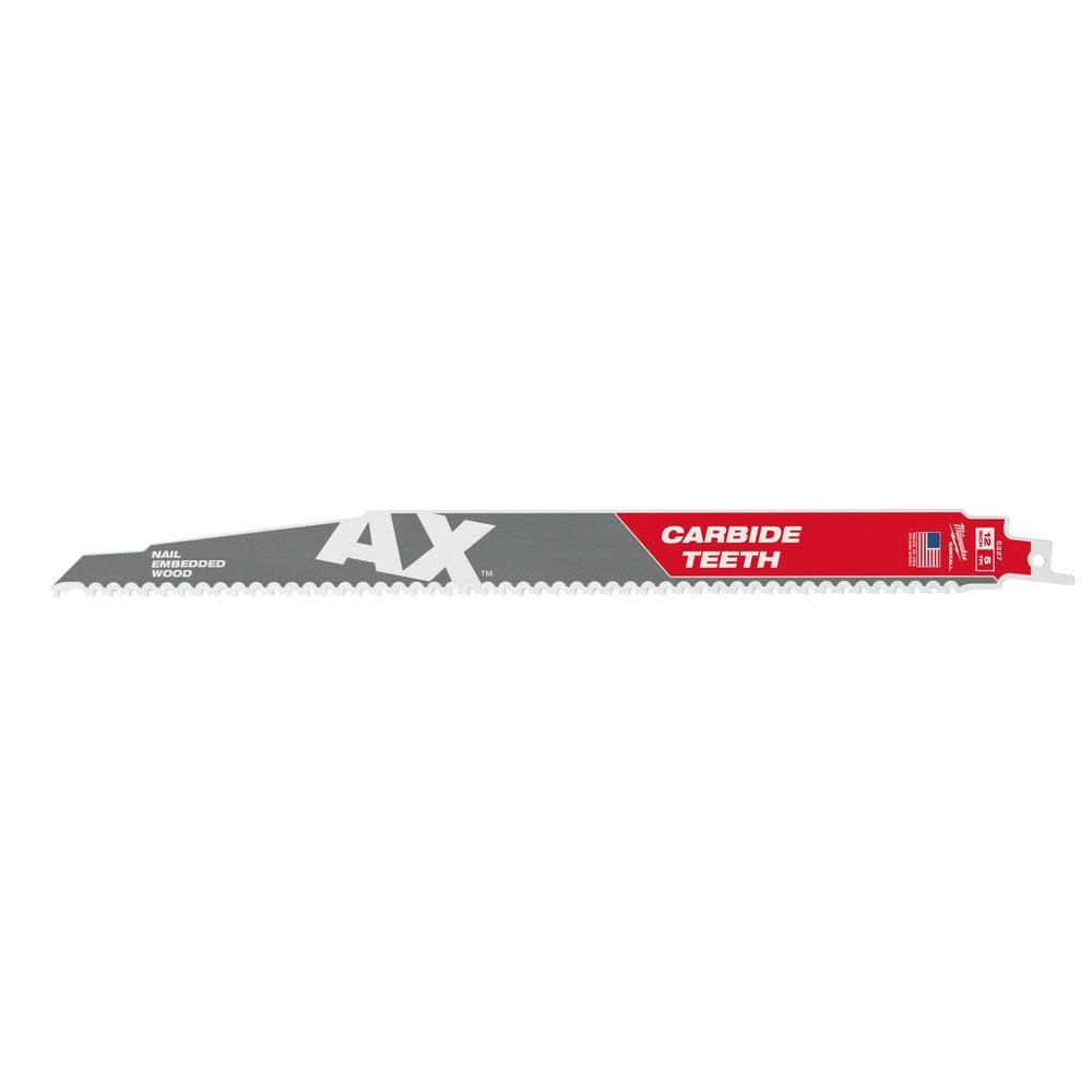 Milwaukee 12 in. 5 TPI The Ax Carbide Teeth SAWZALL Blades 5PK 48-00-5527 from Milwaukee - Intensery
