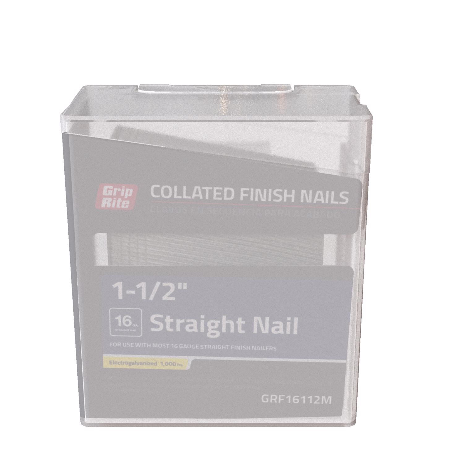 Grip-Rite 1-1/2 in. 16 Ga. Straight Strip Electro Galvanized Finish Nails 1000 pk - Intensery