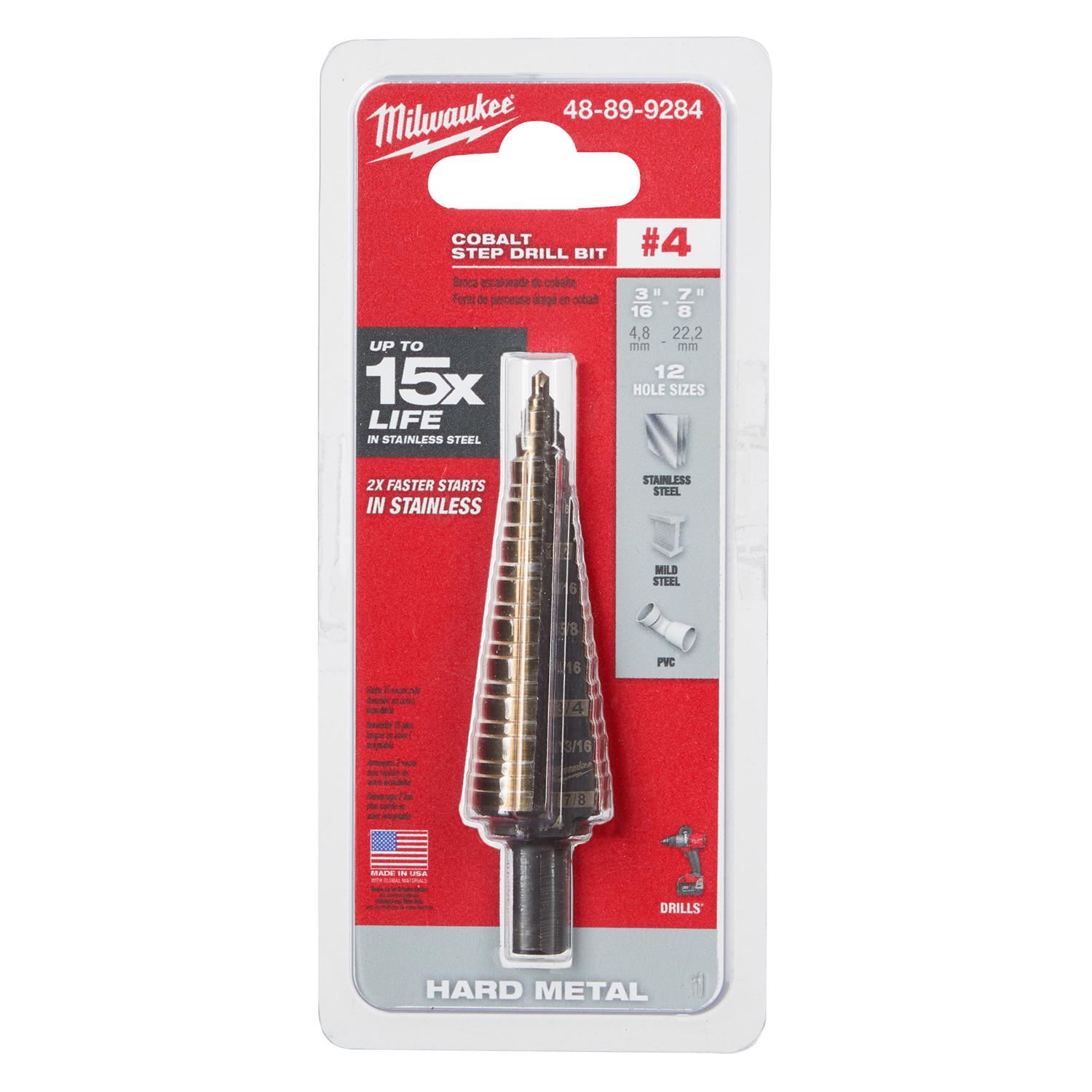 Milwaukee #4 X 2.93 in. L Cobalt Step Drill Bit 1 pc - Intensery