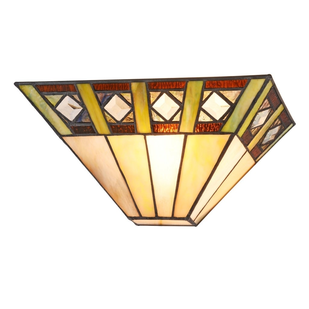Tiffany Style Mission Design 1-light Black/Stained Glass Wall Sconce - Intensery