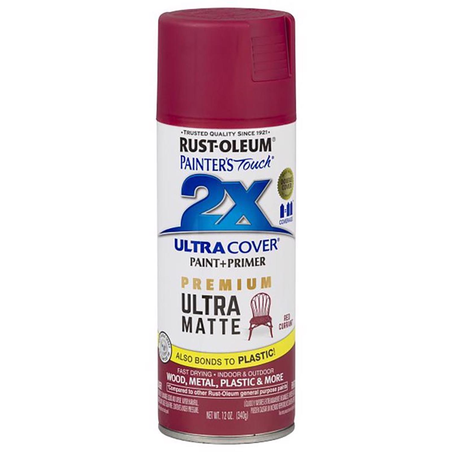 Rust-Oleum Painter\u0027s Touch 2X Ultra Cover Matte Red Currant Paint+Primer Spray Paint 12 oz - Intensery