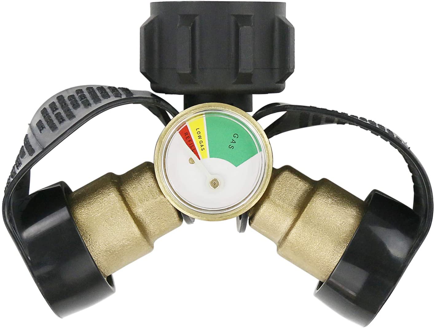 Propane Y Splitter with Propane Tank Gauge, LP Gas Tank Tee Adapter, Dual Propane Tank Connection Kit for BBQ Grills, Camping Stoves, Gas Burners - Intensery