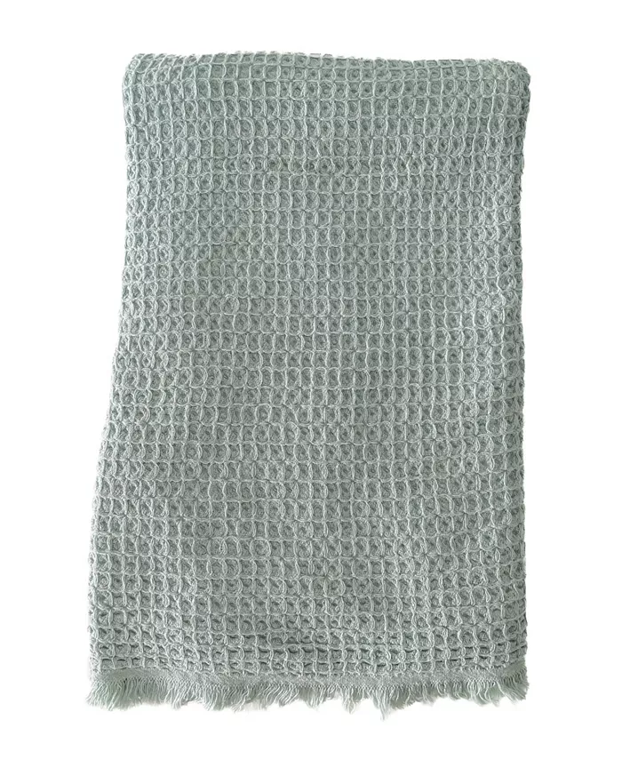 Anaya Home Stonewashed Mint Green Turkish Cotton Waffle Throw Blanket 50x70 - Intensery