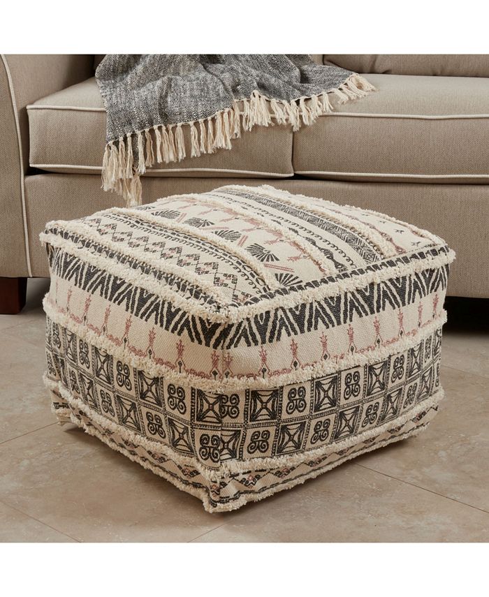 Saro Lifestyle Printed and Tufted Floor Pouf - Intensery
