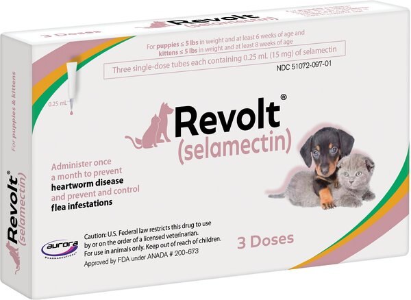 Revolt Topical Solution for Puppies and Kittens， 0-5 lbs， (Rose Box) - Intensery