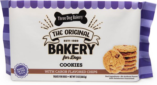 Three Dog Bakery Cookies with Carob Flavored Chips Dog Treats - Intensery
