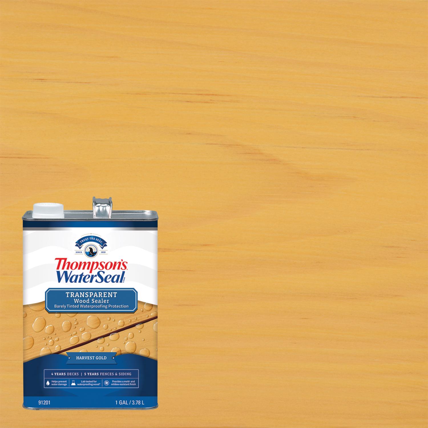 Thompson\u0027s WaterSeal Wood Sealer Transparent Harvest Gold Waterproofing Wood Stain and Sealer 1 gal - Intensery