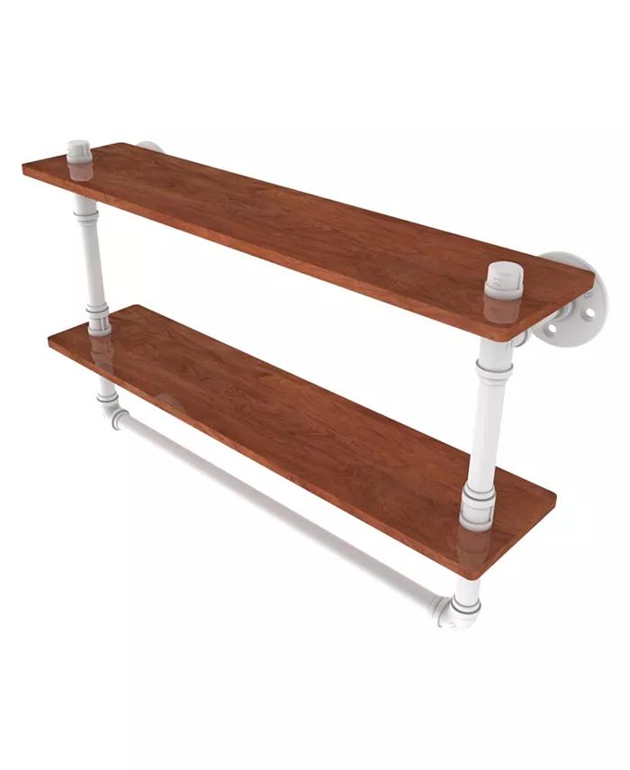 Allied Brass Pipeline Collection 22 Inch Double Ironwood Shelf with Towel Bar - Intensery