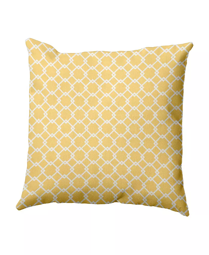 E by Design 16 Inch Yellow Decorative Diamond Print Throw Pillow - Intensery