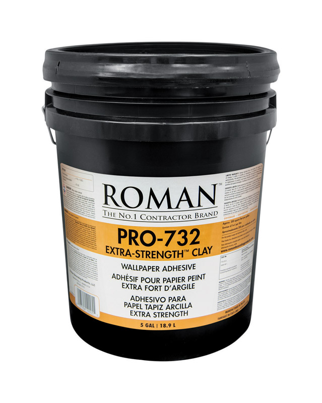 Roman PRO-732 Extra Strength Clay/Modified Starches Wallpaper Adhesive 5 gal - Intensery