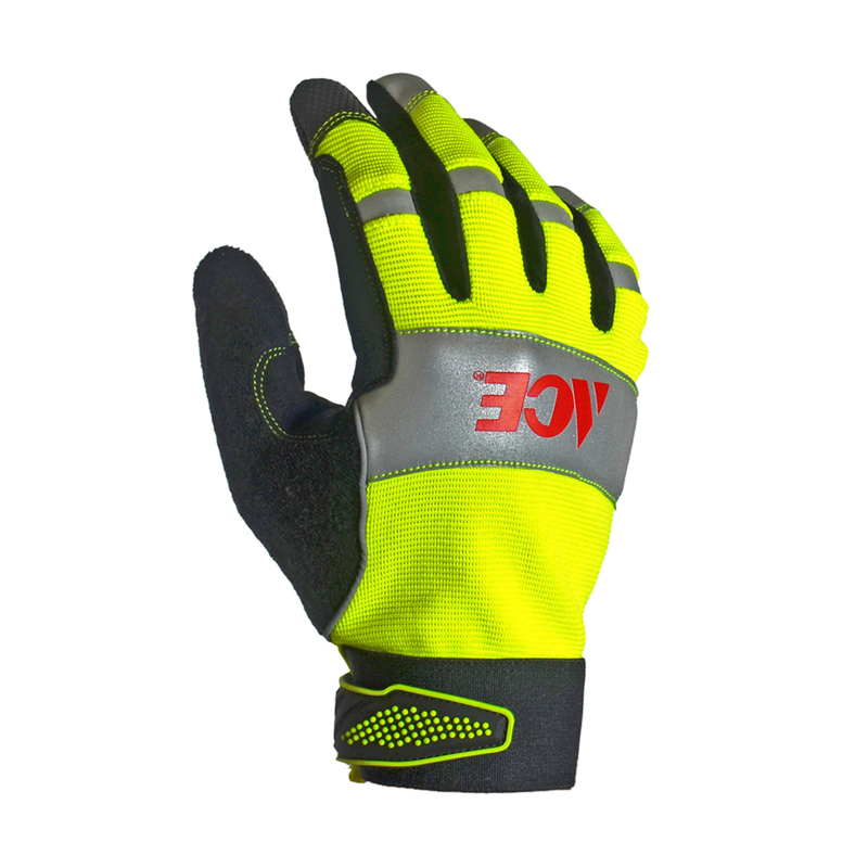Ace Men\u0027s Indoor/Outdoor Hi-Viz Work Gloves Black/Yellow M 1 pair - Intensery