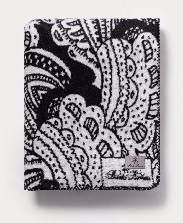 Brooks Brothers Paisley Luxury Cotton Throw - Intensery