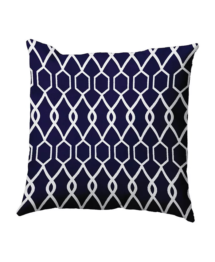 E by Design 16 Inch Navy Blue Decorative Geometric Throw Pillow - Intensery