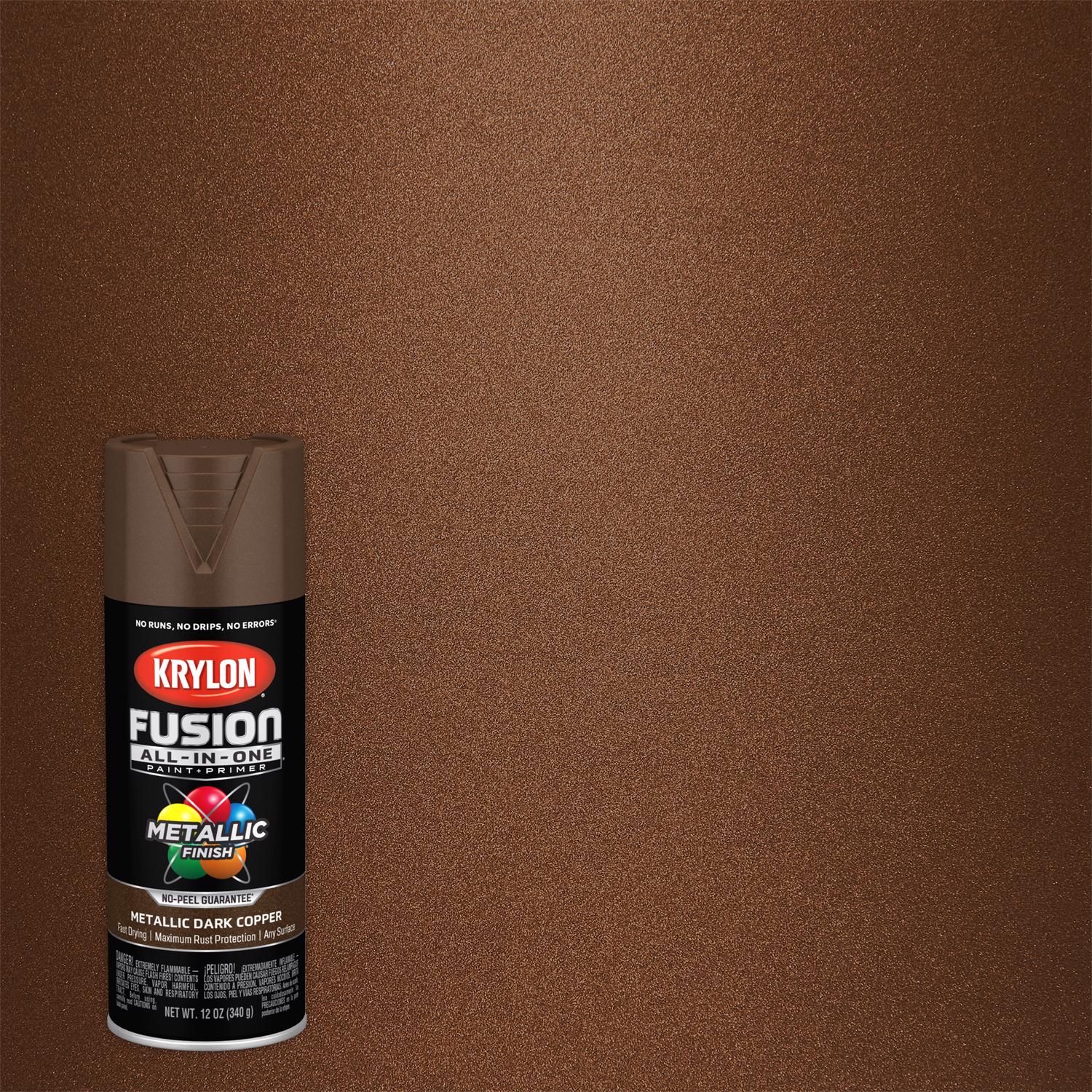 Krylon Fusion All-In-One Metallic Dark Copper Paint+Primer Spray Paint 12 oz - Intensery