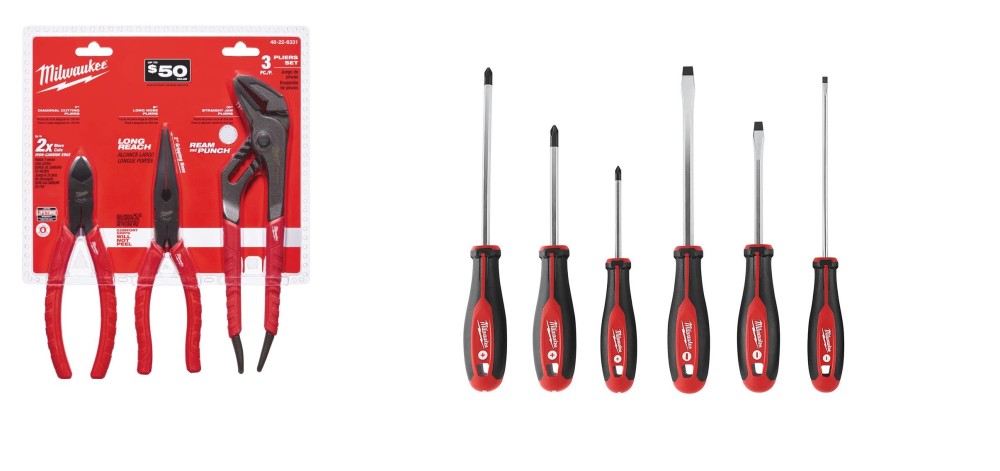 Milwaukee Pliers Set 3pc and Screwdriver 6pc Set Bundle - Intensery