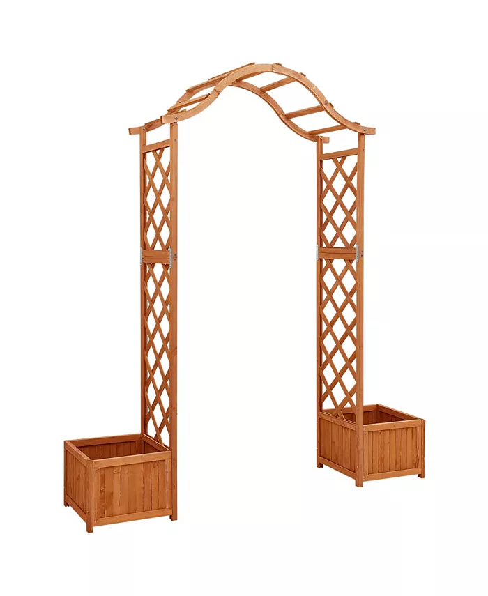 vidaXL Garden Pergola with Planter Solid Firewood - Intensery
